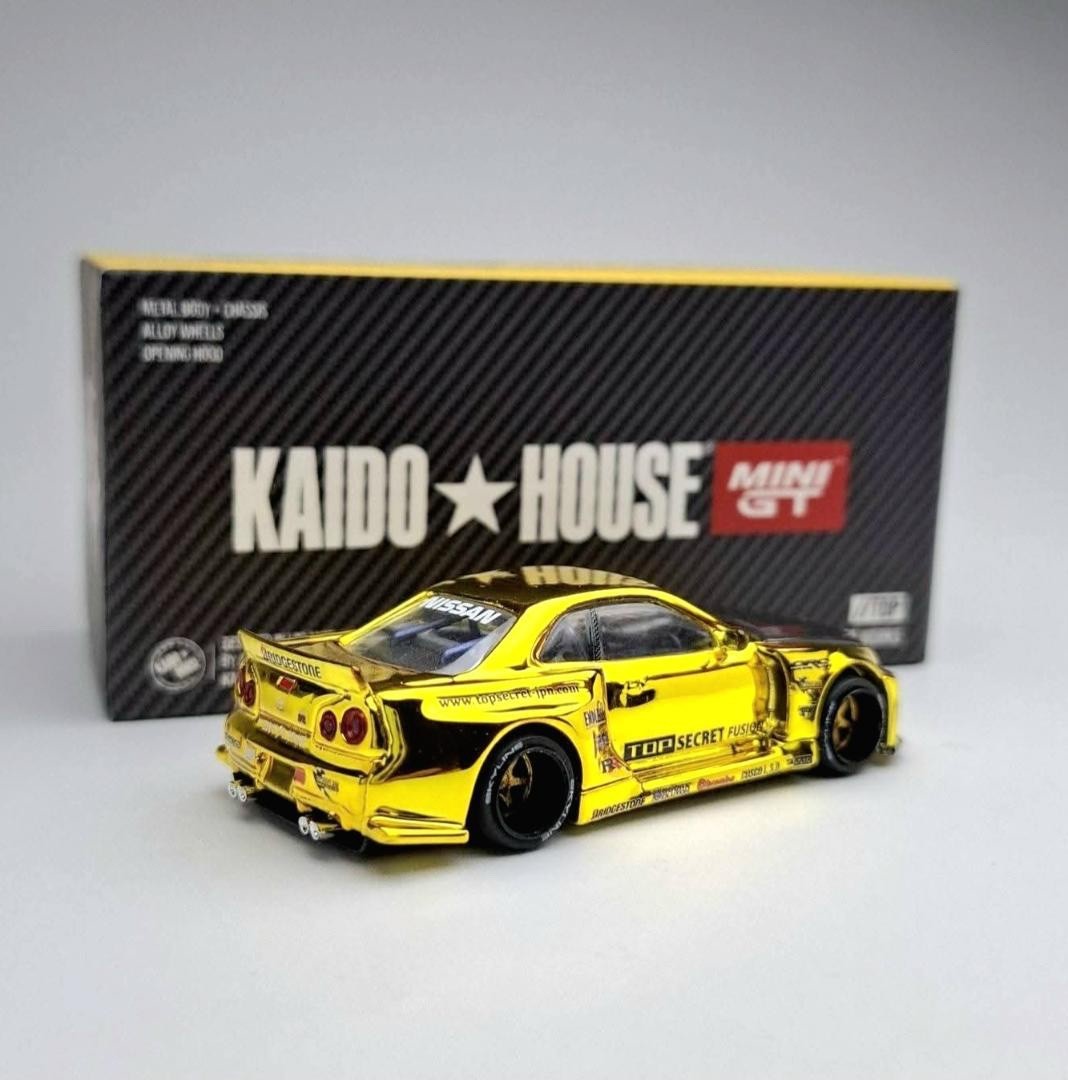 Kaido House Mini GT 1/64 Nissan Skyline GT-R (R34) TOP SECRET Gold