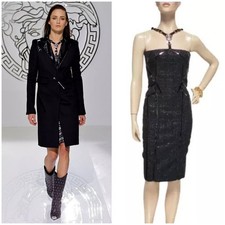 Versace Black Embellished Dress 38 - 4