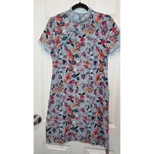 Unbranded 100 Silk Floral Embroidered Cheongsam Qipao Dress Womens Me Blue Boho