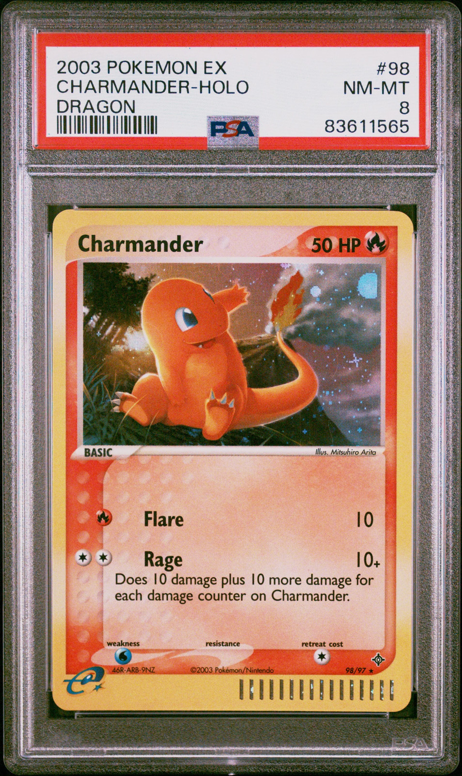 Charmander #98 2003 Pokemon Ex Dragon PSA 8 Dragon