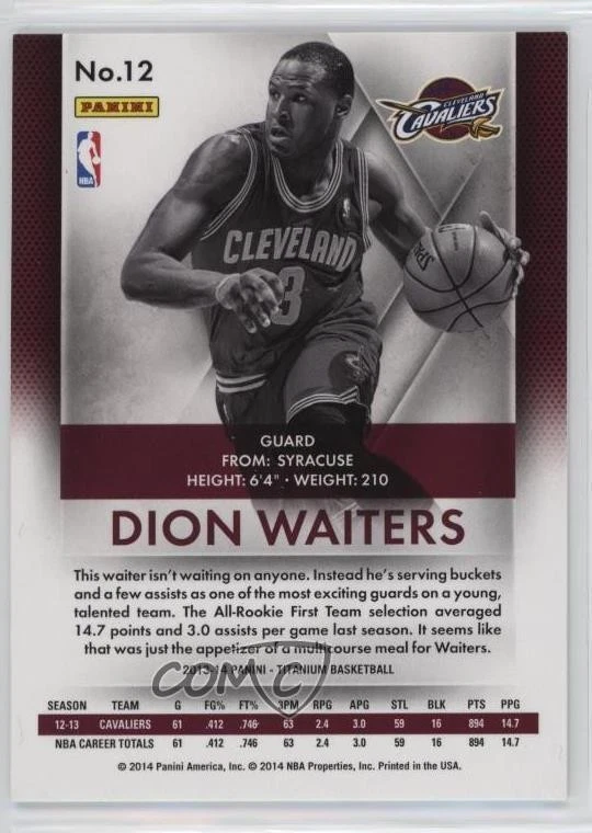 2013-14 Panini Titanium Ti 22 /22 Dion Waiters #12 - Image 2 of 2