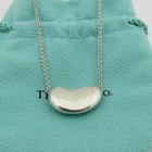 TIFFANY & CO 925 Sterling Silver Large Bean Pendant Necklace Authentic w/ Pouch