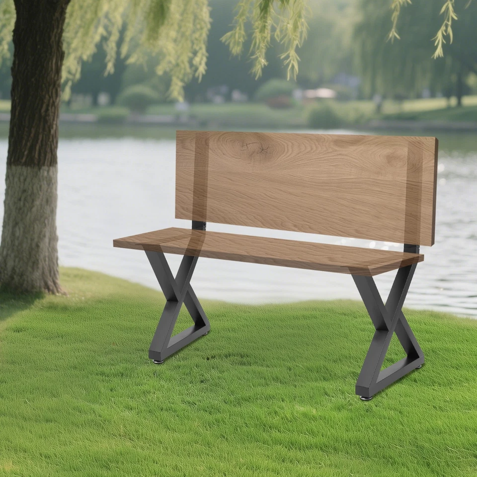 2PCS Bench Legs, Triangle Metal Bench Legs, Bench Legs with Backrest Bracket