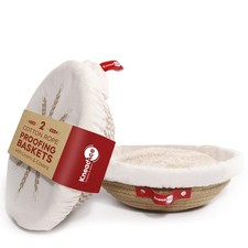 Cotton Rope Banneton Bread Proofing Basket Set, 2 x Round Bread Basket with L...