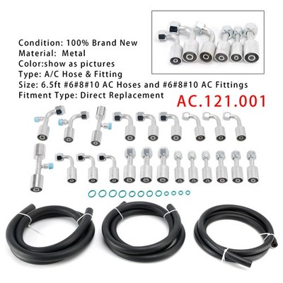 AC.121.001 Universal #6#8#10 A/C Hose  Fitting 6.5ft Fit Custom Air Conditioning