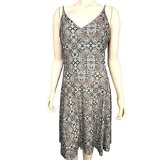 Deborah Viereck Dress L Abstract Print Stretch Slip Travel-Friendly Packable