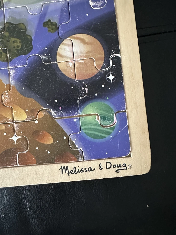 Lot 2 Handcrafted Melissa & Doug Space Voyage & MoinKidz  Wooden Jigsaw Puzzles - Image 2 of 4