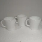 Set of 3- D ring Vintage Federal White Milk Glass Coffee Mug Cup Heat Proof USA