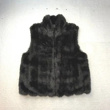 COACO NY Vest Faux Fur Vest reversible Womens Medium Black Zip up