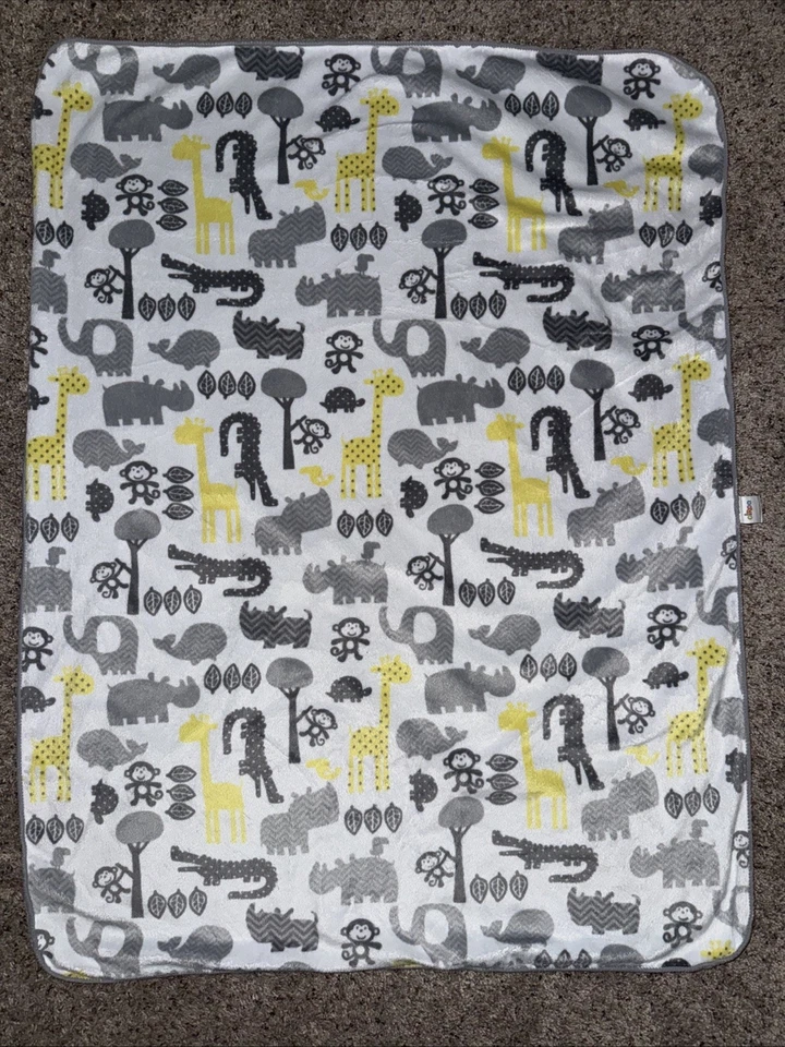 Manta para bebé Target CIRCO Safari Zigs N Zags Lovey gris blanco amarillo Sherpa Zoo Foto 2 de 4