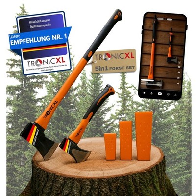 Spaltaxt Set für Holz Forst Axt Beil I Kurzes Spaltbeil 600g + Lang + Keile