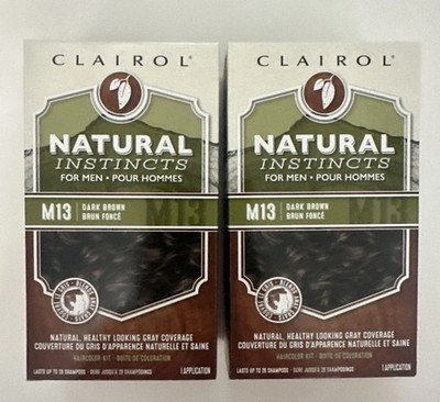 (2) CLAIROL Natural Instincts For Men M13 DARK BROWN Haircolor Kit