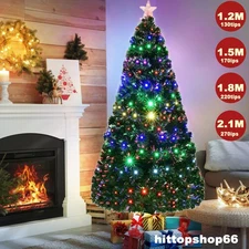 4/5/6/7' Pre-Lit Fiber Optic Artificial Christmas Tree Colorful Led Lights Decor