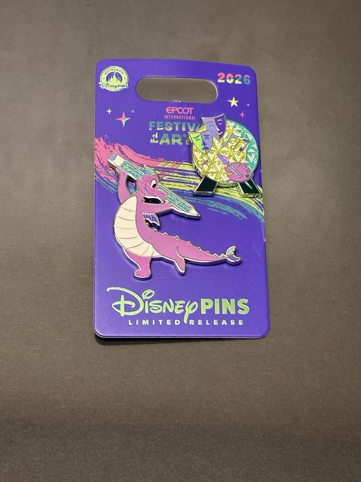 2026 Disney Parks Epcot Festival Of The Arts Figment Spaceship Earth 2 Pin Set