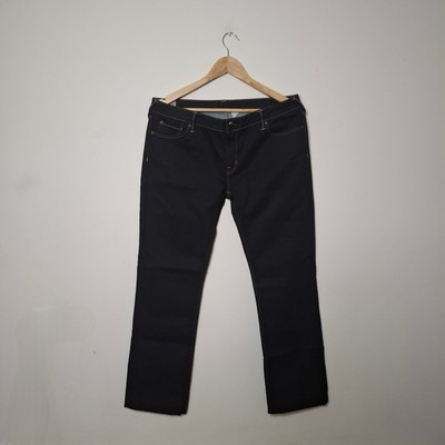 EVISU Navy Cotton Floral Print Embroidery Straight Leg Jeans Women Size Large 