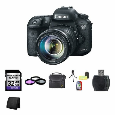 Canon EOS 7D Mark II 20.2MP Digital SLR Camera w/18-135mm Lens 32GB Package