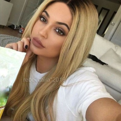 Damen Lang Perücken Blonde Langhaarperücke Ombre Wig gerade wie Echthaar Perücke
