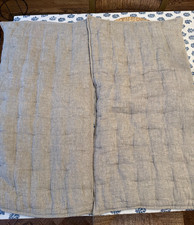 Pottery Barn Gray Waffle Weave Linen Cotton King Set Of 2 Quilted Shams