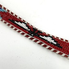 Vintage Hong Kong Native American Beaded Tooled Leather Belt Size 38