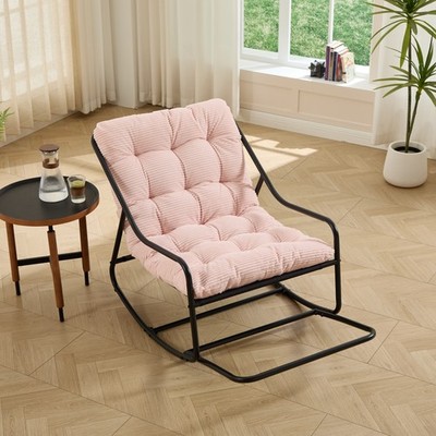 Outdoor Rocking Chair 75*116*82cm Pink Comfy Soft Thick Cushion