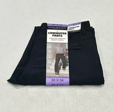 Marc New York Men’s Commuter Slim Fit 4 Way Stretch Pants, Black, Size 30X34