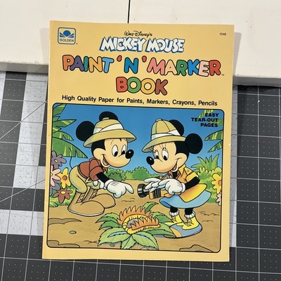 Disney Mickey Mouse Paint N Marker Book Safari - 1989 Golden Book 1548 New