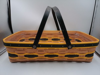 Longaberger 2009 Team Spirit Medium Gathering Basket & Protector Black & Gold