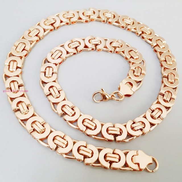 Charming Rose Gold Filled Stainless Steel Men's Byzantine Chain