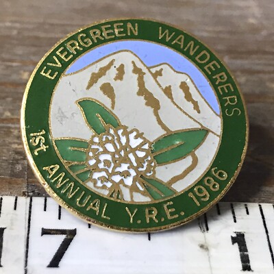 Evergreen wanders first annual Y.R.E. 1986 Lapel Pin Vintage ~T5~