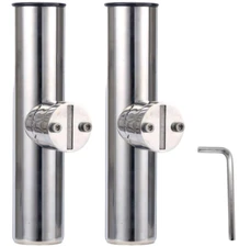Boat Fishing Rod Holder Clamp on 7/8"-1" Rail Mount Stainless Steel (2 Pack)