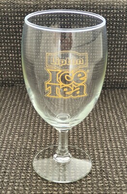  ️LIPTON ICE TEA DRINKING GLASS LONG ISLAND COCKTAIL STEMMED ADVERTISING RETRO