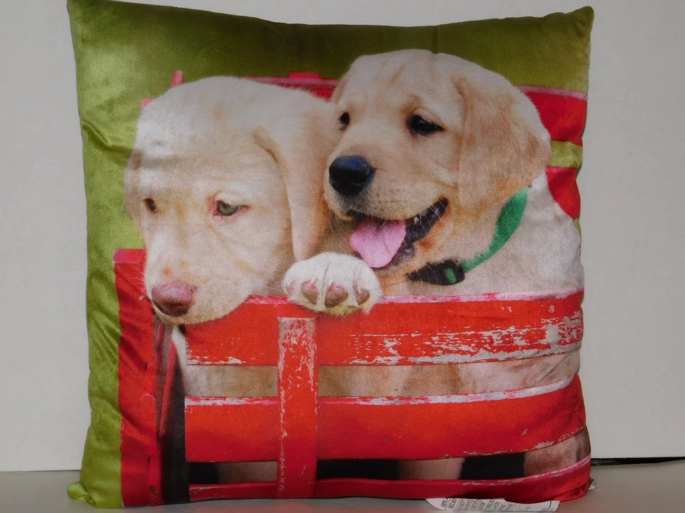 Labrador Retriever Pillow Tan Lab Puppies Dog Real Photo 16 X 16 Inch - Image 2 of 3