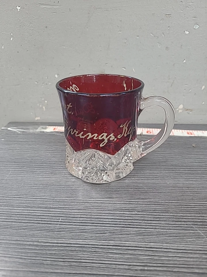 vintage ruby stained cup 1904 DAWSON SPRINGS, KENTUCKY EAPG CHURCH WINDOWS GLASS - Image 2 of 4