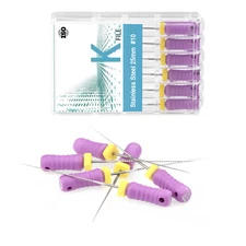 6Pcs/Box 25mm Dental Stainless Steel Endo Root Canal Files Hand Use K-Files #10