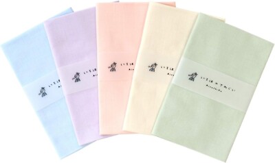 KOMESICHI IROHA Tenugui Towel Kitchen Gauze Cotton 100% Pastel 5pcs Japan NEW