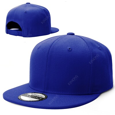 Premium Snapback Hat Flat Bill Baseball Cap Trucker Solid Blank Adjustable CS