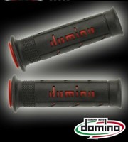 Paar Handgriffe Moto Domino Zweifarbig XM2 Doppelt Super Soft Schwarz Rot