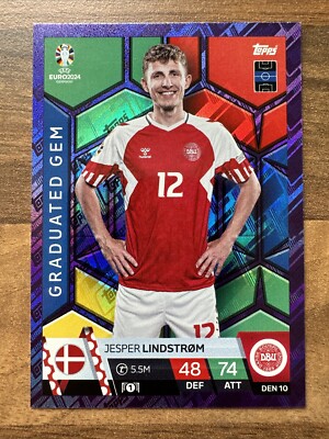 Purple Sapphire Jesper Lindstrom GRADUATED Gem Match Attax EURO 2024 # DEN 10ps