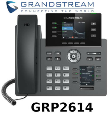 Grandstream GRP2614 4-Line 4 SIP Gigabit Office IP Color Phone with Power Supply