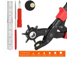 10″ Heavy-Duty Leather Hole Punch Pliers – 6-Size Belt & Strap Punch Tool