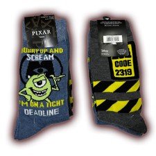 Monsters Inc Socks - 2 PAIRS     Size 6-12  Fast Shipping 
