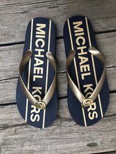 Michael Kors MK Gold Flip Flop PVC/Jet Set 6 Size