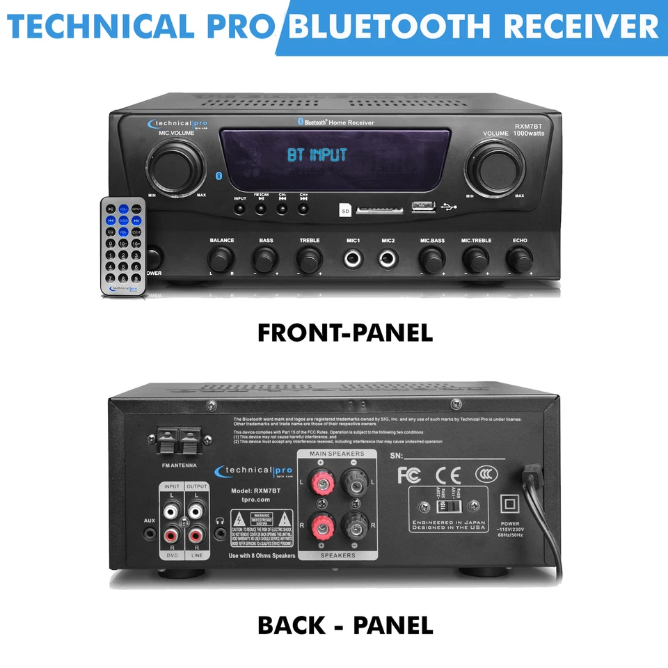 Professional Bluetooth Receiver with USB & SD Card Inputs, 1000 Watts - Image 3 of 4
