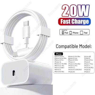 Fast Charger Cord PD 20W USB-C Power Adapter Block For iPhone 14 13 12 11 Pro XR