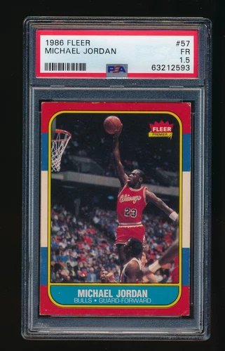 MICHAEL JORDAN 1986-87 FLEER #57 ROOKIE CARD PSA 1.5 (BEAUTIFUL 50/50 CENTERING)