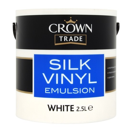 Crown Vinyl Silk Emulsion Paint White 2.5 Litre Trade