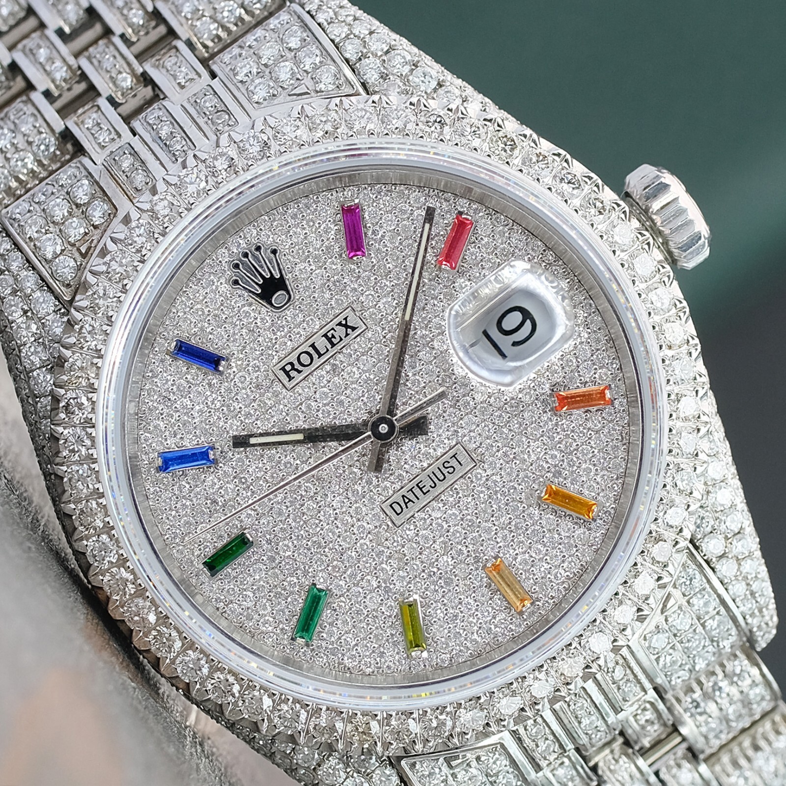 Arabic Fake Diamond Rolexes Men Gold Plated Stainless Steel Arabic