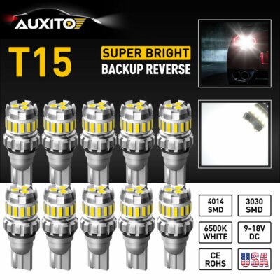 10PCS Car T15 LED Light Lamp W16W 912 921 Reverse Parking White Backup Bulbs Kit