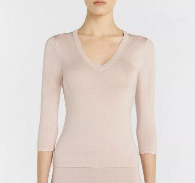 NWT La Perla NEW SILK SOUL BI-STRETCH SILK ¾ SLEEVE TOP PINK $398 
