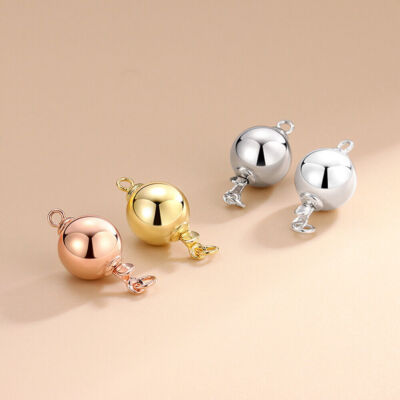 Sterling Silver Box Clasp, Pearl Push Ball Clasp for Bracelet